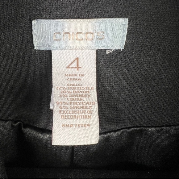 Chico's Black Jacket with Zipper Faux Leather Pockets Women's XL - Picture 7 of 9